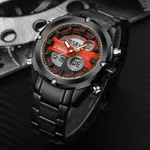 NAVIFORCE NF9088 Stainless Steel Dual Time Men's Watch – Dial Color: Red, Strap Color: Black – Thumbnail 2