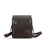 Premium Leather Brass Metal Nano Messenger Bag – Color: Brown – Thumbnail 3