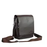 Premium Leather Brass Metal Nano Messenger Bag – Color: Brown – Thumbnail 2