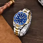 Nibosi 2597 High Quality Stainless Steel Belt Calendar Men's Watch – Dial Color: Blue, Strap Color: Gold – Thumbnail 3