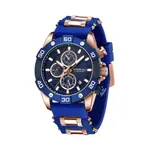 CRRJU 2291 Comfortable Silicone Strap Quartz Rugged Construction Sport Men's Watch – Dial Color: Blue, Strap Color: Rose Gold – Thumbnail 1
