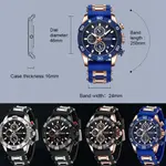 CRRJU 2291 Comfortable Silicone Strap Quartz Rugged Construction Sport Men's Watch – Dial Color: Blue, Strap Color: Rose Gold – Thumbnail 5