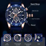 CRRJU 2291 Comfortable Silicone Strap Quartz Rugged Construction Sport Men's Watch – Dial Color: Blue, Strap Color: Rose Gold – Thumbnail 6
