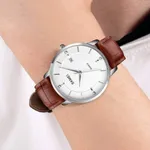 SKMEI 1801 Business Calendar Leather Strap Classic Quartz Watch – Dial Color: White, Strap Color: Rose – Thumbnail 4