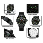NAVIFORCE NF8044 Luminous Stainless Steel Strap Quartz Men’s Watch – Dial Color: Green, Strap Color: Black – Thumbnail 3