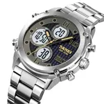 SKMEI 1975 Digital Analog Business Stainless Steel Men's Watch – Dial Color: Grey, Strap Color: Silver – Thumbnail 2