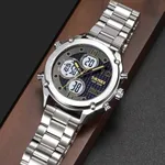 SKMEI 1975 Digital Analog Business Stainless Steel Men's Watch – Dial Color: Grey, Strap Color: Silver – Thumbnail 3