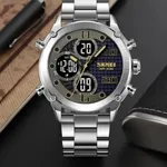 SKMEI 1975 Digital Analog Business Stainless Steel Men's Watch – Dial Color: Grey, Strap Color: Silver – Thumbnail 4