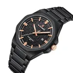 NAVIFORCE NF9245 Steel Strap Polygonal Design Analog Men's Watch – Dial Color: Black, Strap Color: Black – Thumbnail 2