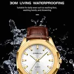 CRRJU 5015 Comfortable Genuine Leather Strap Luxury Fashion Men's Watch – Dial Color: Gold, Strap Color:  Brown  – Thumbnail 6