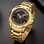 NAVIFORCE NF9170 Stainless Steel Dual Time Men's Watch – Dial Color: Gold, Strap Color: Gold  – Thumbnail 3