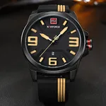 NAVIFORCE 9098 Quartz Sport Waterproof Silicone Men's Watch – Dial Color: Yellow, Strap Color: Black – Thumbnail 3