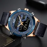 NAVIFORCE NF9128 Dual Display PU Leather Men's Watch – Dial Color: Blue, Strap Color: Blue – Thumbnail 5