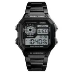 SKMEI 1335 Digital Multifunctional Stainless Steel Sporty Men's Watch – Dial Color: Black, Strap Color: Black – Thumbnail 1