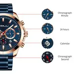 CRRJU 2286 High Quality Stainless Steel Multifunctional Quartz Classic Men's Watch – Dial Color: Blue, Strap Color: Blue – Thumbnail 5