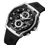 NAVIFORCE NF8051T Luxury Silicone Band Quartz Men's Watch – Dial Color: Silver, Strap Color: Black – Thumbnail 2