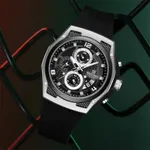 NAVIFORCE NF8051T Luxury Silicone Band Quartz Men's Watch – Dial Color: Silver, Strap Color: Black – Thumbnail 3