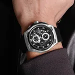 NAVIFORCE NF8051T Luxury Silicone Band Quartz Men's Watch – Dial Color: Silver, Strap Color: Black – Thumbnail 4