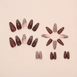 24Pcs Brown Butterfly Wing DIY Art Design False Wearable Artificial Nails with Glue  – Thumbnail 2