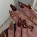 24Pcs Brown Butterfly Wing DIY Art Design False Wearable Artificial Nails with Glue  – Thumbnail 5