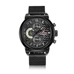 NAVIFORCE NF9068 Comfortable Mesh Stainless Steel Fashion Men's Watch – Dial Color: White, Strap Color: Black – Thumbnail 1