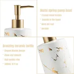 Ceramics Gold Marbling Dish Soap and Lotion Bottle Pump Modern Liquid Soap Dispenser 300ml – Color: White – Thumbnail 3