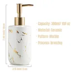 Ceramics Gold Marbling Dish Soap and Lotion Bottle Pump Modern Liquid Soap Dispenser 300ml – Color: White – Thumbnail 4