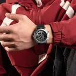 Naviforce NF9221 Lavish Silicon Rubber  Dual Time Quartz  Classic Men's Watch – Dial Color: Silver, Strap Color: Black – Thumbnail 4