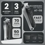 HTC AT-118 Professional Hair Clipper Rechargeable Trimmer – Thumbnail 5