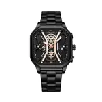 CRRJU 2313 Comfortable Stainless Steel Multifunctional Chronograph Luminous Dial Casual Men's Watch – Dial Color: Rose Black, Strap Color: Black – Thumbnail 1
