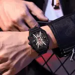 CRRJU 2313 Comfortable Stainless Steel Multifunctional Chronograph Luminous Dial Casual Men's Watch – Dial Color: Rose Black, Strap Color: Black – Thumbnail 3