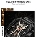 CRRJU 2313 Comfortable Stainless Steel Multifunctional Chronograph Luminous Dial Casual Men's Watch – Dial Color: Rose Black, Strap Color: Black – Thumbnail 5