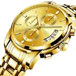 Nibosi 2353 Stylish Stainless Steel Strap & Waterproof Men's Watch – Dial Color: Gold, Strap Color: Gold – Thumbnail 3