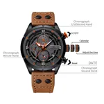 Naviforce NF8045 Vintage Sports Genuine Leather Men's Watch – Dial Color: Black, Strap Color:  Brown  – Thumbnail 4