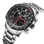 Naviforce NF9182 Luxurious Strainless Steel Chronograph Men's Watch – Dial Color: Black, Strap Color: Silver – Thumbnail 2
