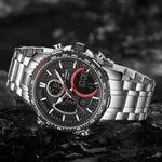 Naviforce NF9182 Luxurious Strainless Steel Chronograph Men's Watch – Dial Color: Black, Strap Color: Silver – Thumbnail 4