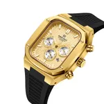 Naviforce 8037 Comfortable Silicone Band Multifunctional Sports Men's Watch – Dial Color: Gold, Strap Color: Black – Thumbnail 2