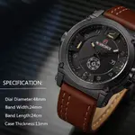 Naviforce NF9099 Luxury Leather Strap Chronograph Casual Male Fashion Watch – Dial Color: Black, Strap Color:  Brown  – Thumbnail 4