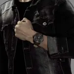 Naviforce NF9099 Luxury Leather Strap Chronograph Casual Male Fashion Watch – Dial Color: Black, Strap Color:  Brown  – Thumbnail 5