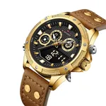 NAVIFORCE 9224 Chronograph Leather Men’s Watch – Dial Color: Gold, Strap Color:  Brown  – Thumbnail 2