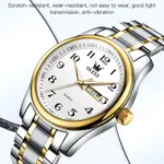 OLEVS 5567 Royal Stainless Steel Waterproof Chronograph Couple's Watch with Luminous – Dial Color: White, Strap Color: White Gold – Thumbnail 7