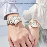 OLEVS 5567 Royal Stainless Steel Waterproof Chronograph Couple's Watch with Luminous – Dial Color: White, Strap Color: White Gold – Thumbnail 9