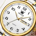 OLEVS 5567 Royal Stainless Steel Waterproof Chronograph Couple's Watch with Luminous – Dial Color: White, Strap Color: White Gold – Thumbnail 11