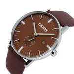 SKMEI 9083 Analog PU Leather Strap Quartz Men's Watch – Dial Color: Brown, Strap Color:  Brown  – Thumbnail 2