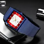 Nibosi 2376 Comfortable Mesh Stainless Steel Fashion Men's Watch – Dial Color: Red, Strap Color: Blue – Thumbnail 2