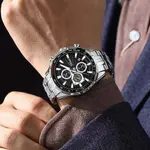 CRRJU 2306 High Quality Stainless Steel Multifunctional Quartz Classic Men's Watch – Dial Color: Black, Strap Color: Silver – Thumbnail 2