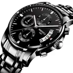 Nibosi 2353 High Quality Stainless Steel Analogue Men's Watch  – Dial Color: Black, Strap Color: Black – Thumbnail 2