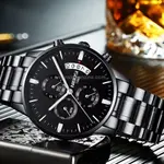 Nibosi 2353 High Quality Stainless Steel Analogue Men's Watch  – Dial Color: Black, Strap Color: Black – Thumbnail 3