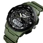 SKMEI 1454 Dual Time WaterProof Silicon Outdoor Sporty Men's Watch – Dial Color: Black, Strap Color: Green  – Thumbnail 2