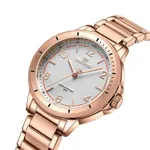 NAVIFORCE NF5021 Water Resistant Stainless Steel Quartz Women's Watch – Dial Color: White, Strap Color: Rose – Thumbnail 2